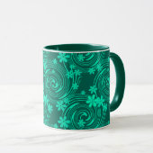 Mug motif floral vert turquoise vif (Devant droit)