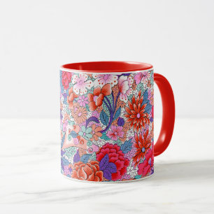 Mug Motif floral vintage coloré