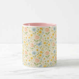Mug Motif floral vintage coloré avec papillons