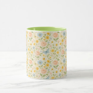 Mug Motif floral vintage coloré avec papillons