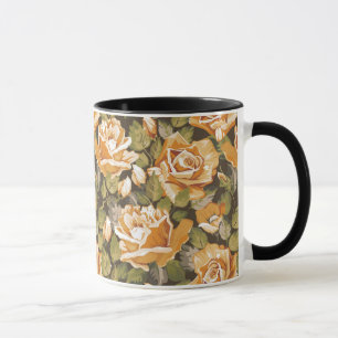 Mug Motif floral vintage des roses jaunes