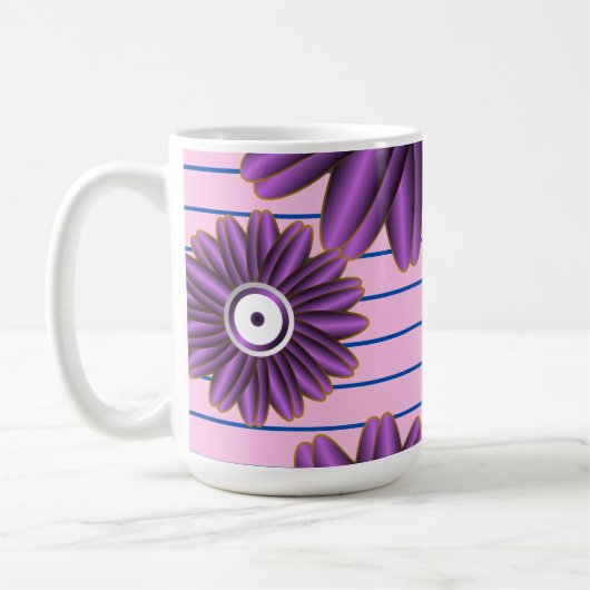 Mug Motif floral violet Design de fleurs abstrait mode (Gauche)