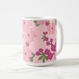 Mug Motif floral, violet et pourpre pastel,