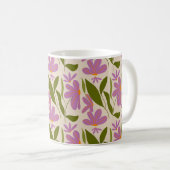 Mug Motif Floral Violet sans joint - Élégant Botanique (Devant droit)