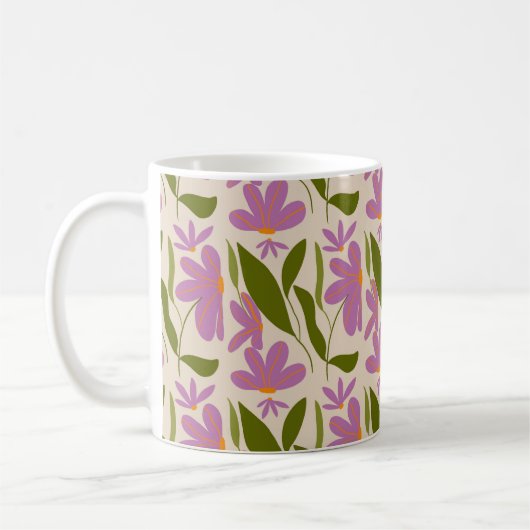 Mug Motif Floral Violet sans joint - Élégant Botanique (Gauche)