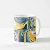Mug Motif fluide bleu et jaune abstrait (Devant droit)