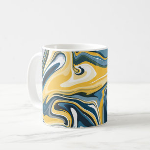Mug Motif fluide bleu et jaune abstrait