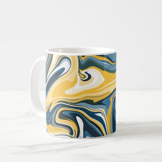 Mug Motif fluide bleu et jaune abstrait (Devant gauche)