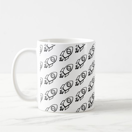 Mug Motif Flying Rocket Sketch (Gauche)