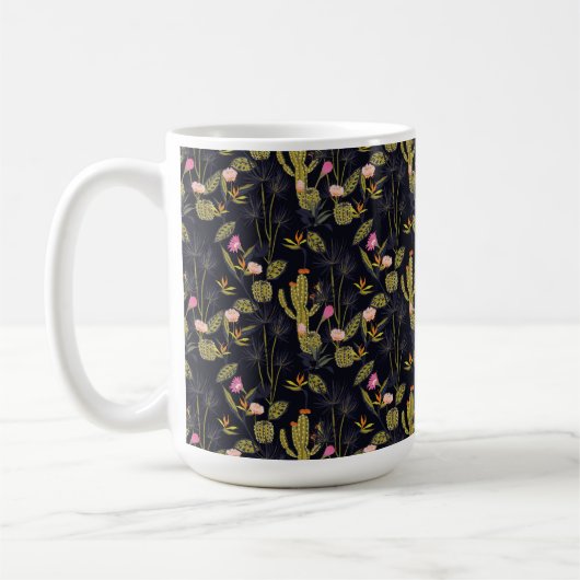 Mug Motif foncé de cactus de nuit d'été (Gauche)