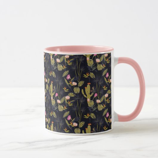 Mug Motif foncé de cactus de nuit d'été (Droite)