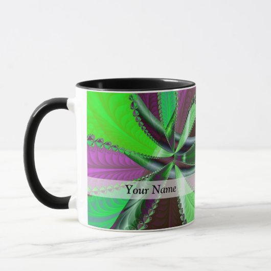 Mug Motif fractal vert et violet (Gauche)