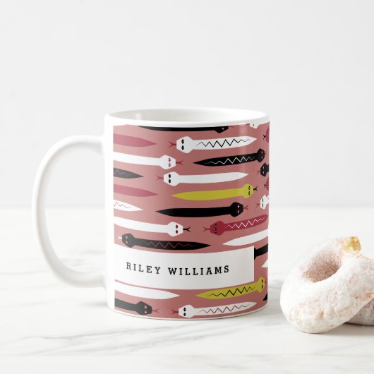 Mug Motif frais de serpent - ajoutez votre nom (Avec donut)