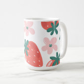Mug Motif fraise et fleur (Devant droit)