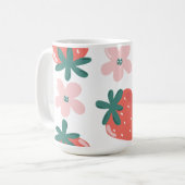 Mug Motif fraise et fleur (Devant gauche)