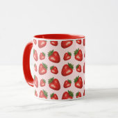 Mug Motif Fraise Rouge Sur Rose Avec Nom Personnalisé (Devant gauche)