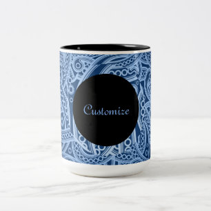 Mug Motif Funky Blue Paisley personnalisé