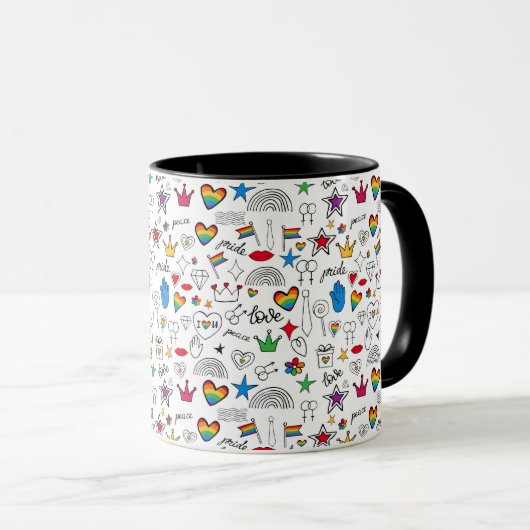 Mug Motif Gay pride Doodle (Devant droit)