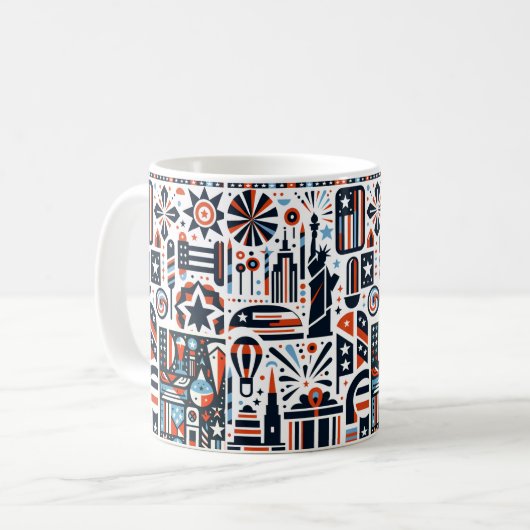 Mug Motif Génératif du 4 Juillet (Devant gauche)