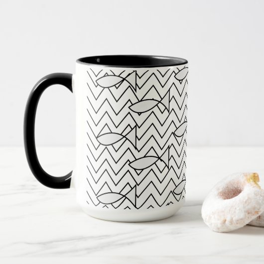 Mug Motif géométrique à bande de poisson Chevron (Avec donut)