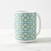 Mug Motif géométrique Abstrait en vert et bleu (Devant droit)