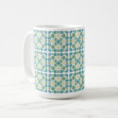 Mug Motif géométrique Abstrait en vert et bleu (Devant gauche)