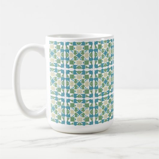 Mug Motif géométrique Abstrait en vert et bleu (Gauche)