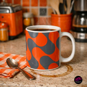 Mug Motif Géométrique Abstrait Orange Et Gris Moderne