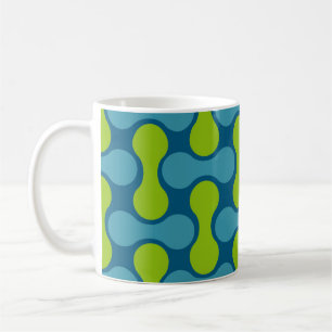 Mug Motif géométrique Abstrait rétro en bleu et vert