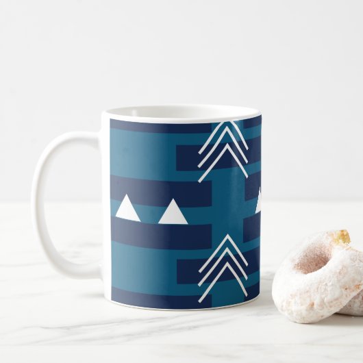 Mug Motif géométrique bleu blanc (Avec donut)