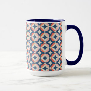 Mug Motif géométrique bleu et de corail