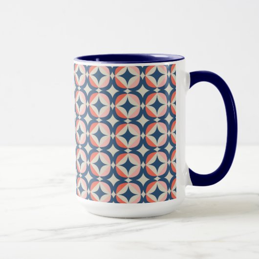 Mug Motif géométrique bleu et de corail (Droite)
