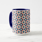 Mug Motif géométrique bleu et de corail (Devant gauche)