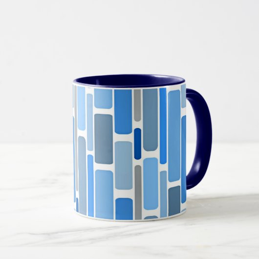 Mug Motif géométrique bleu et gris, (Devant droit)