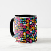 Mug motif géométrique coloré avec hexagones (Devant gauche)