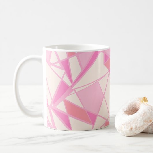 Mug Motif géométrique couleur rose abstrait (Avec donut)
