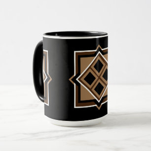 Mug Motif géométrique de brun et de noir