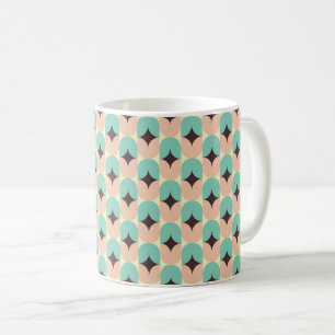 Mug Motif géométrique de formes sarcelle, beige et noi