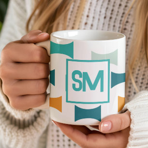 Mug Motif géométrique de milieu de siècle rétro monogr