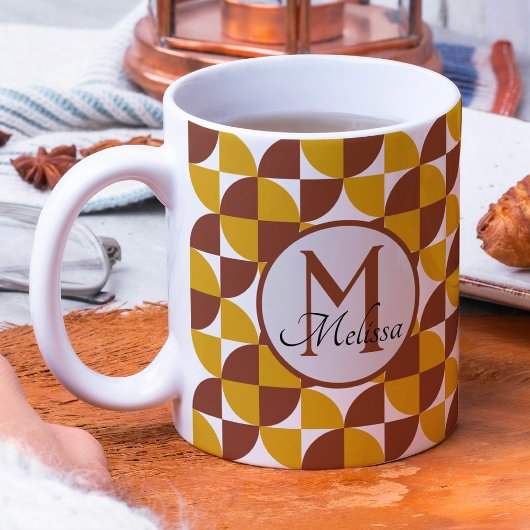 Mug Motif géométrique de style boho monogramme