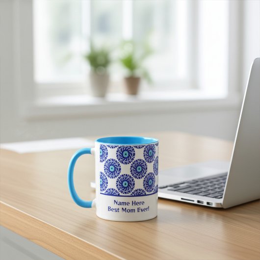 Mug Motif géométrique Elegant Customisé Mal Bleu