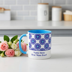 Mug Motif géométrique Elegant Customisé Mal Bleu