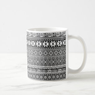 Mug Motif géométrique en point de croix noir et blanc