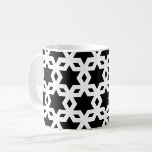 Mug Motif géométrique étoile aux angles noirs blancs