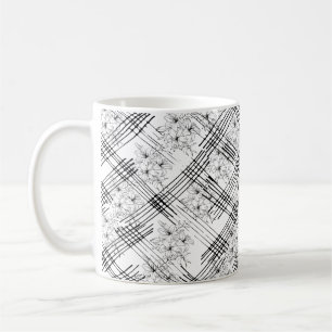 Mug Motif géométrique floral noir et blanc moderne