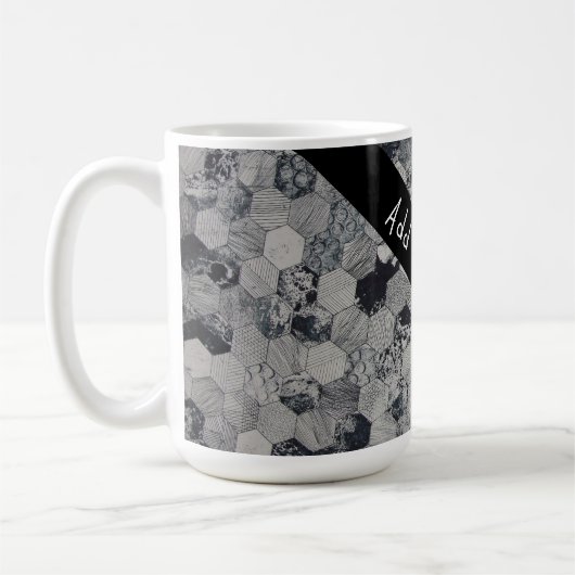 Mug Motif géométrique gris, blanc et noir (Gauche)