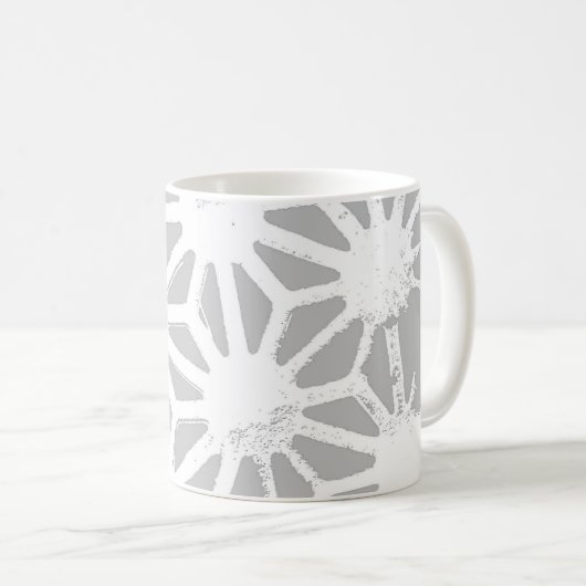 Mug Motif géométrique gris et blanc (Devant droit)