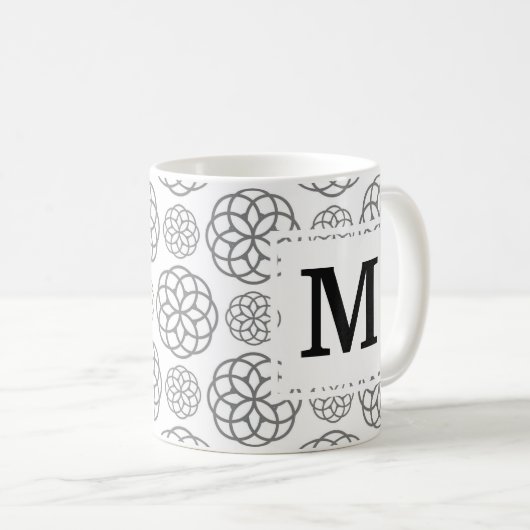 Mug Motif géométrique gris Monogramme initial (Devant droit)