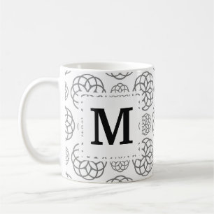 Mug Motif géométrique gris Monogramme initial
