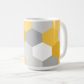 Mug Motif géométrique hexagonal gris jaune (Devant droit)